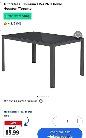Tuintafel aluminium LIVARNO home Houston/Toronto -43% bij Lidl