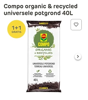 Compo potgrond en boomschorsmulch 1+1 bij Brico