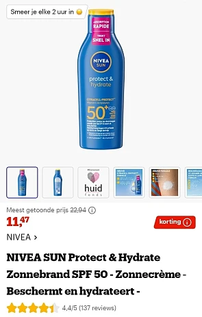 Nivea zonnecrème in promo bij bol.com