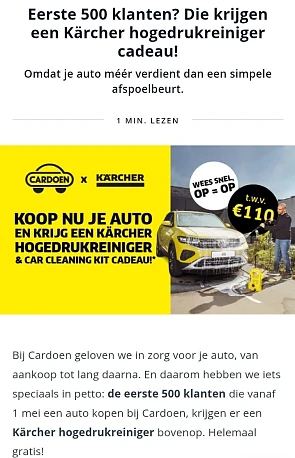 Kärcher bij aankoop nieuwe wagen